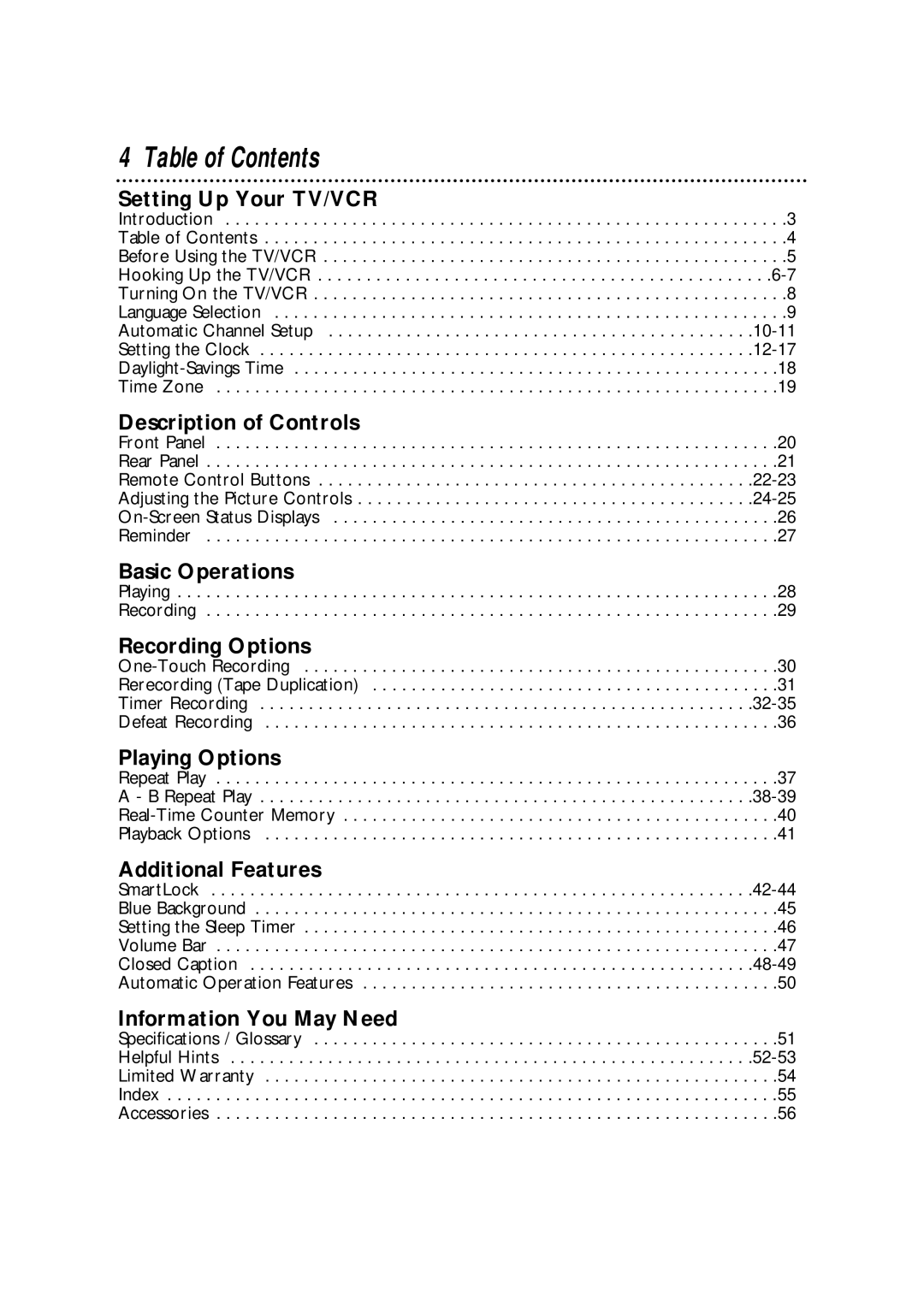 Philips CCA132AT owner manual Table of Contents 