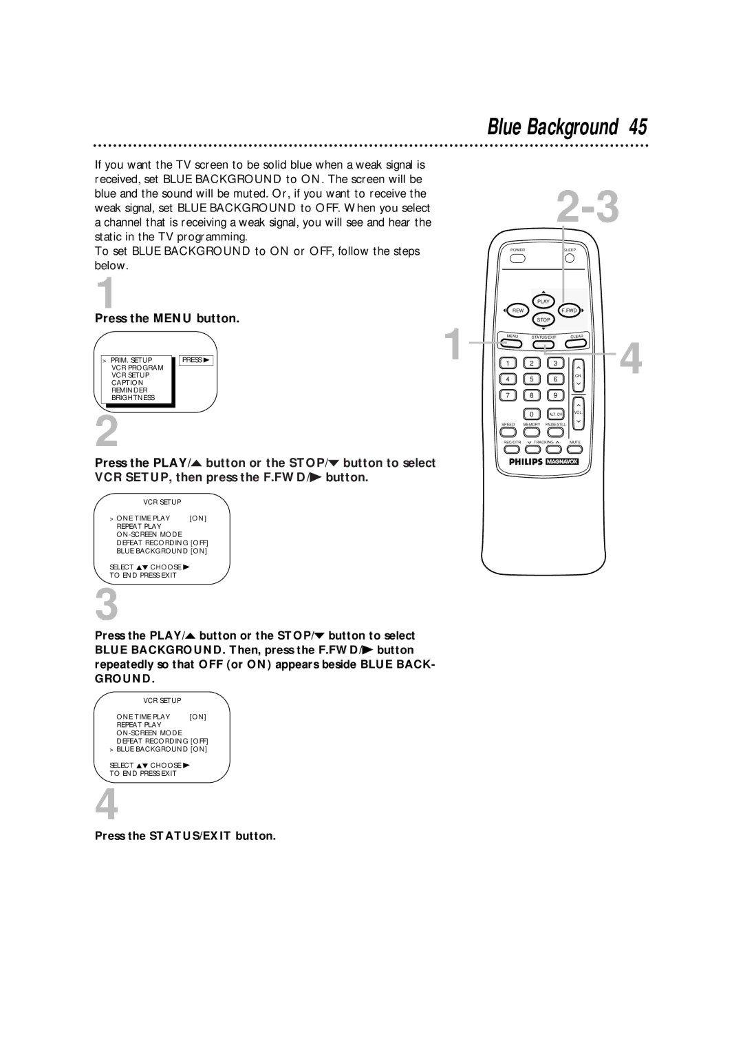 Philips CCA132AT owner manual Blue Background, Ground 