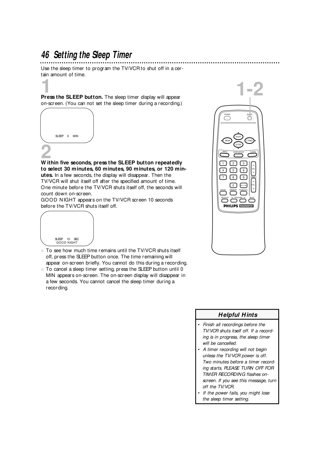 Philips CCA132AT owner manual Setting the Sleep Timer, If the power fails, you might lose Sleep timer setting 