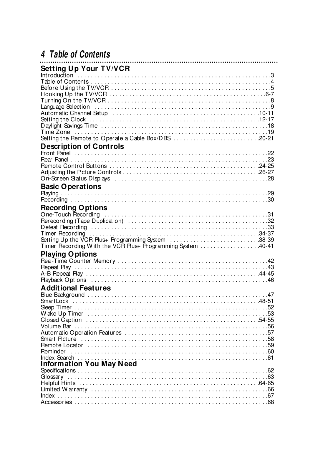 Philips CCA134AT owner manual Table of Contents 