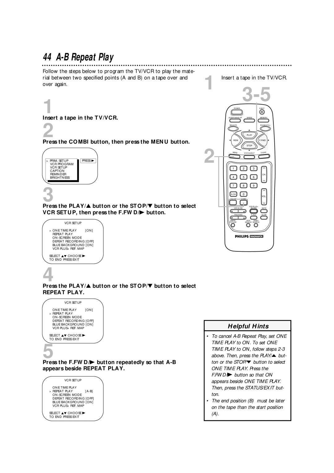 Philips CCA134AT owner manual B Repeat Play 