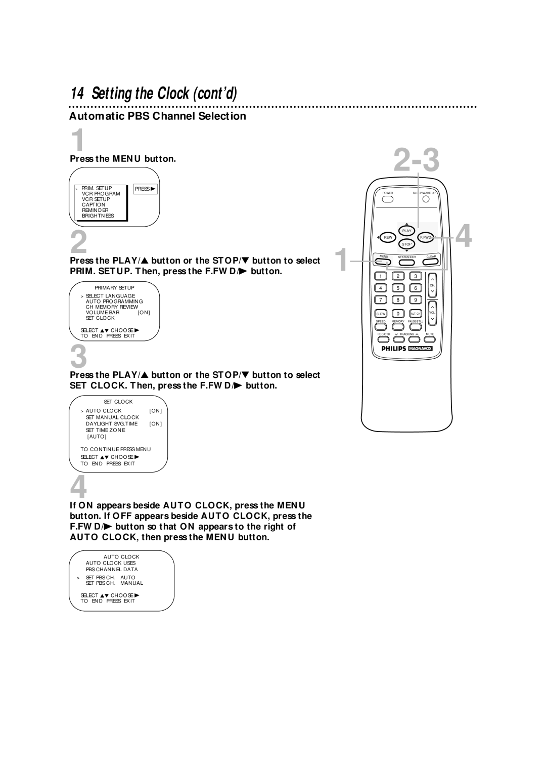 Philips CCA193AT owner manual Automatic PBS Channel Selection 