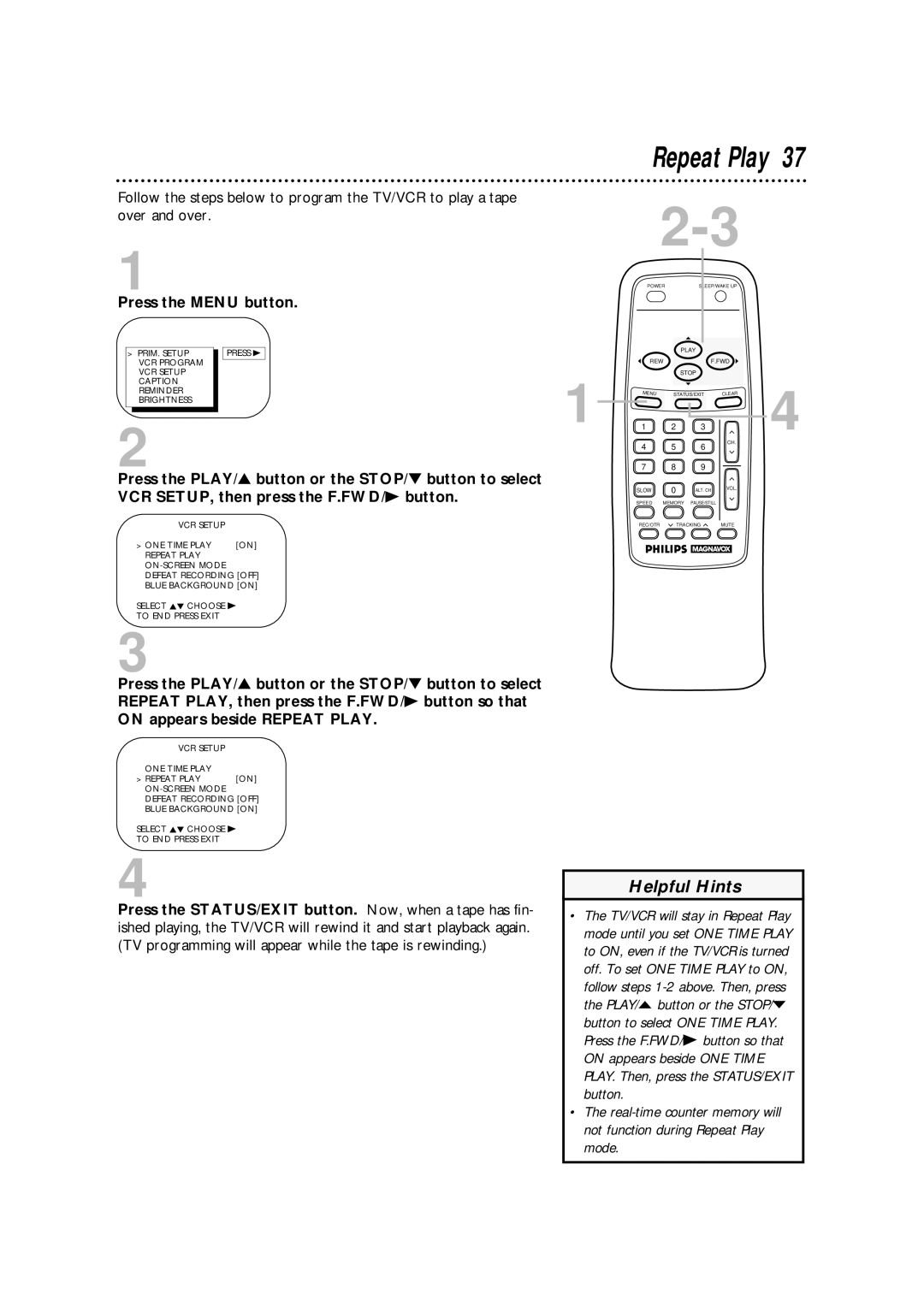 Philips CCA193AT owner manual Repeat Play 