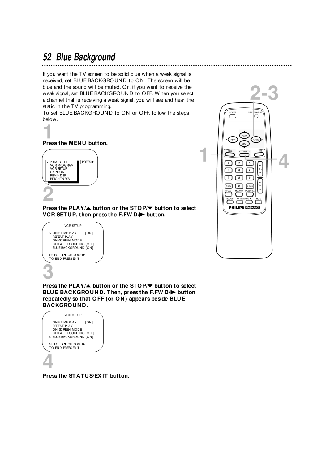 Philips CCA193AT owner manual Blue Background 