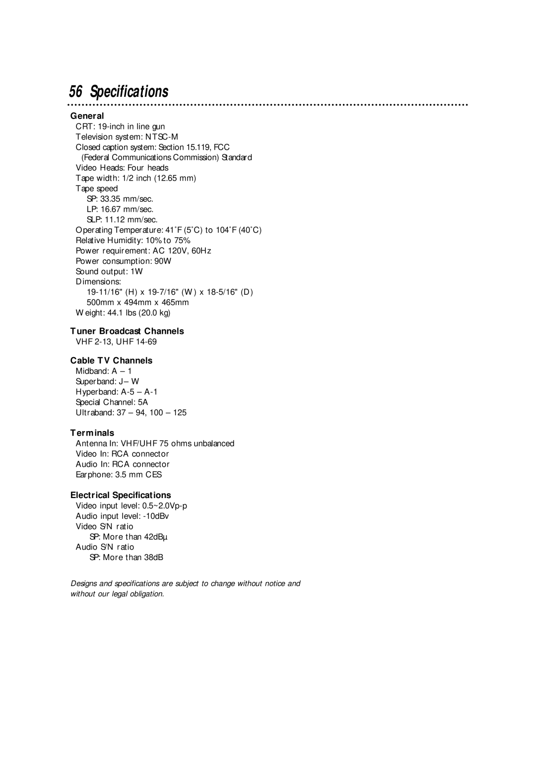 Philips CCA193AT owner manual Specifications 