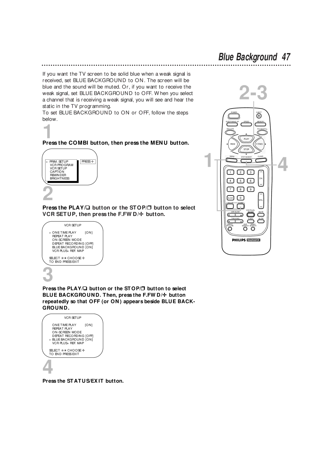 Philips CCA194AT owner manual Blue Background, Ground 