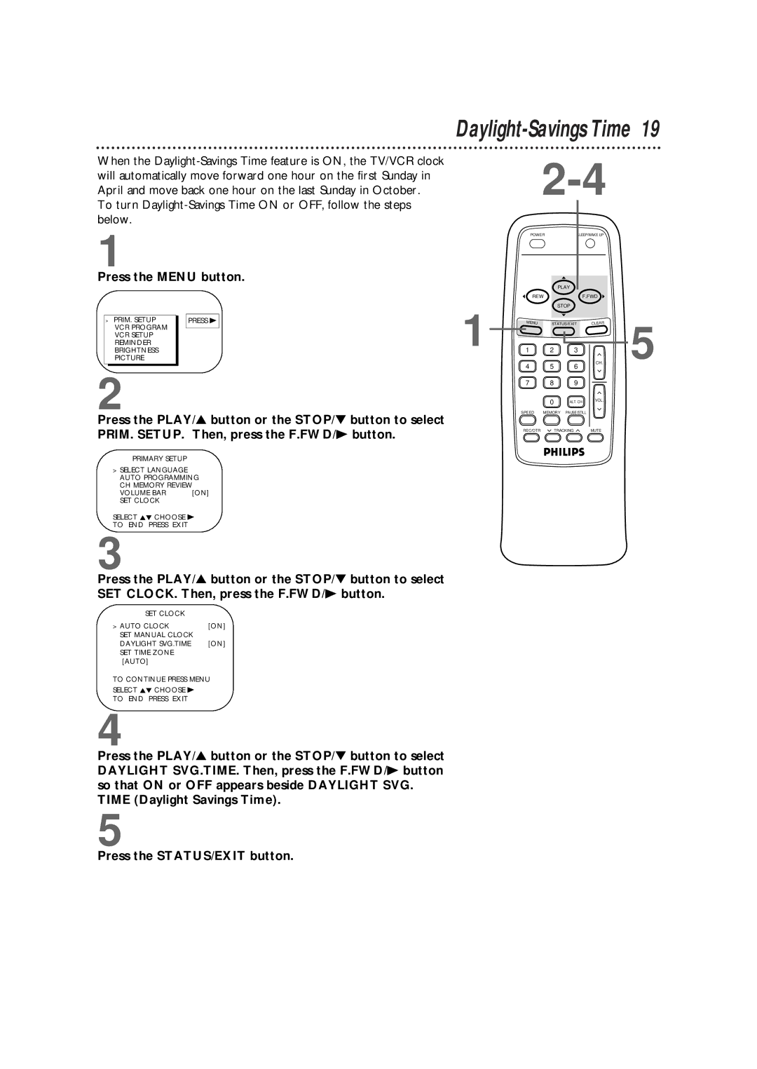 Philips CCB 092AT owner manual Daylight-Savings Time 