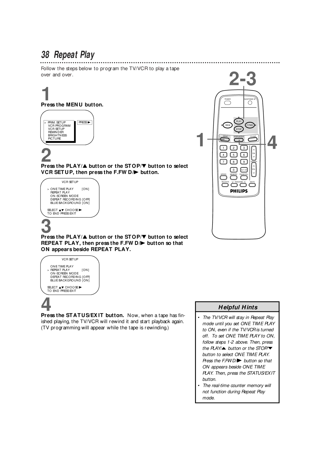 Philips CCB 092AT owner manual Repeat Play 