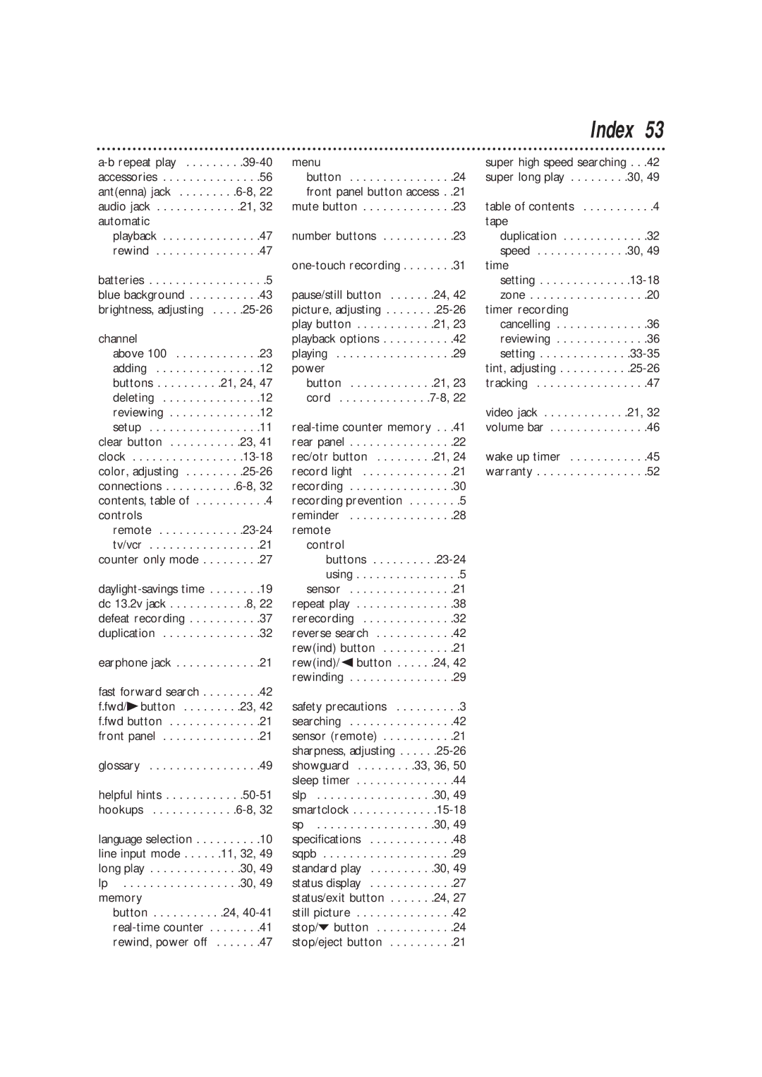 Philips CCB 092AT owner manual Index, 23-24 