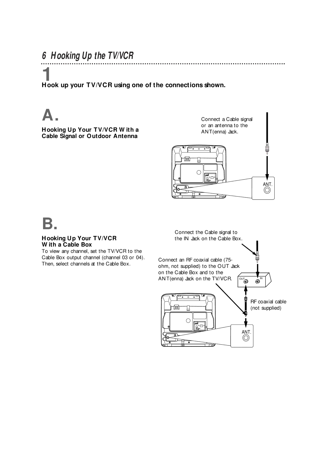 Philips CCB 092AT owner manual Hooking Up the TV/VCR, Hook up your TV/VCR using one of the connections shown 