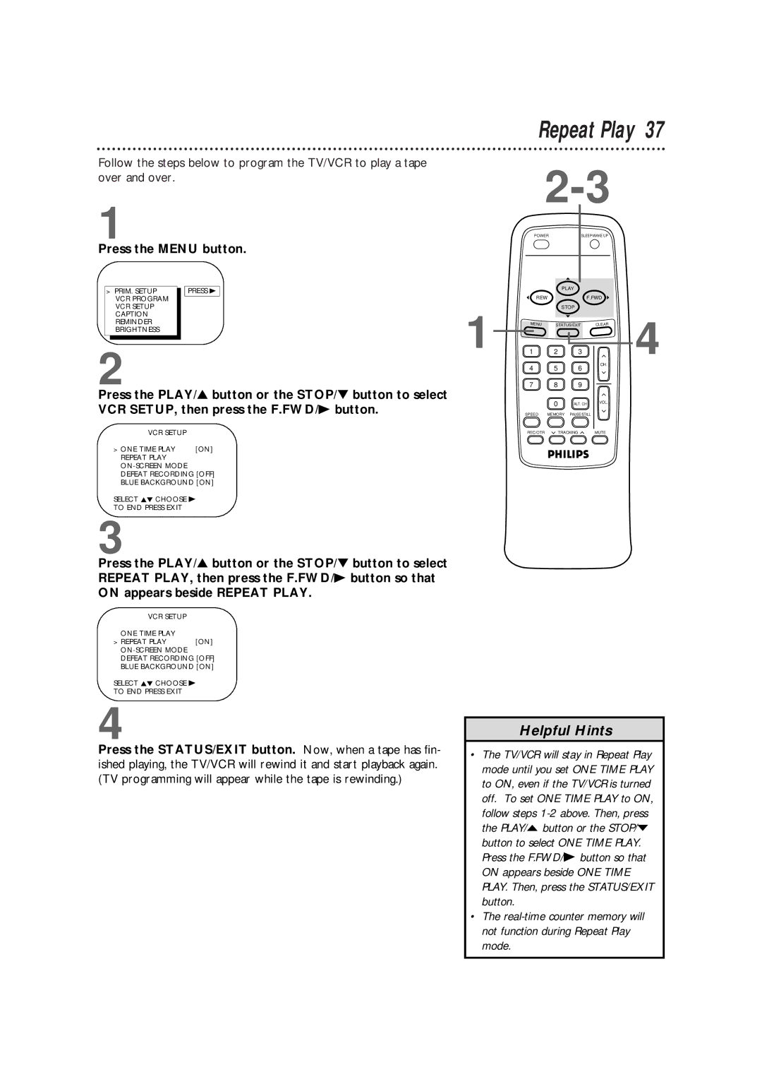 Philips CCB 192AT, CCB 132AT, CCB190AT owner manual Repeat Play 