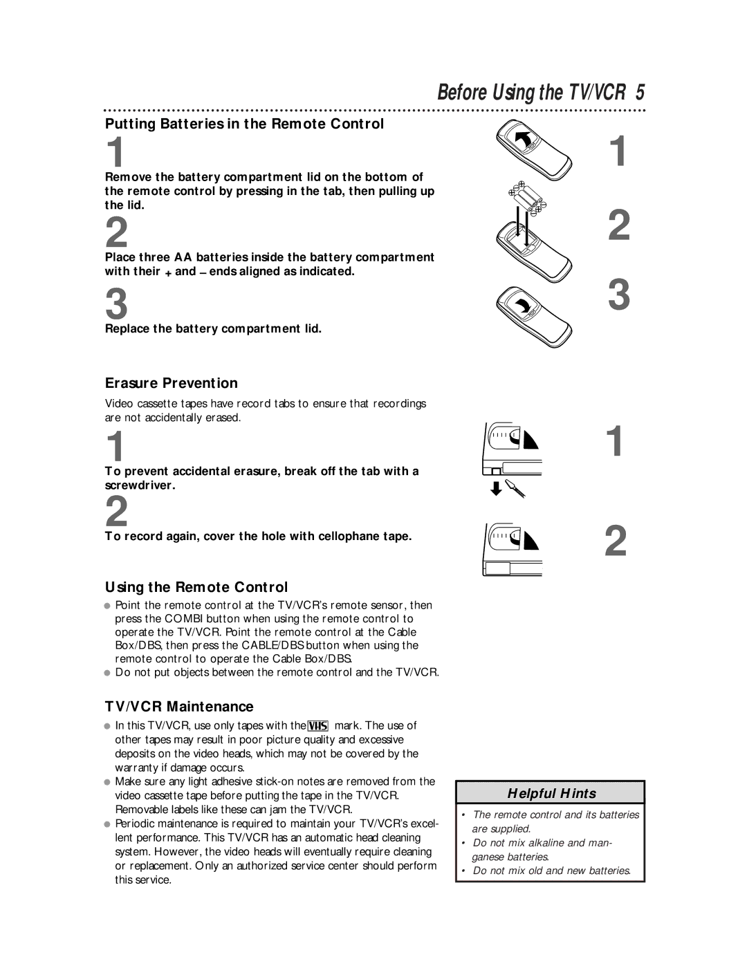 Philips CCB 194AT, CCB 134AT Putting Batteries in the Remote Control, Erasure Prevention, Using the Remote Control 