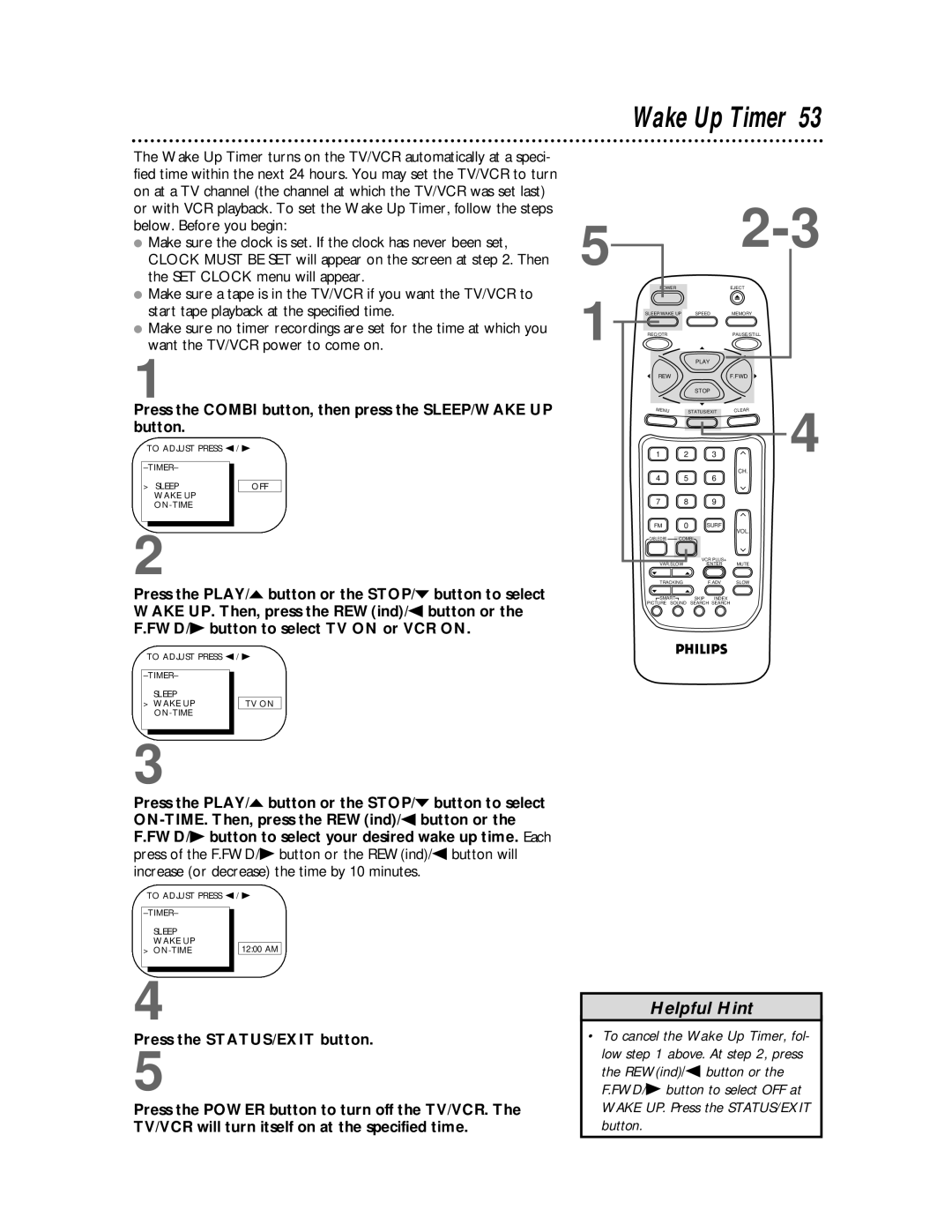 Philips CCB 194AT, CCB 134AT owner manual Wake Up Timer 