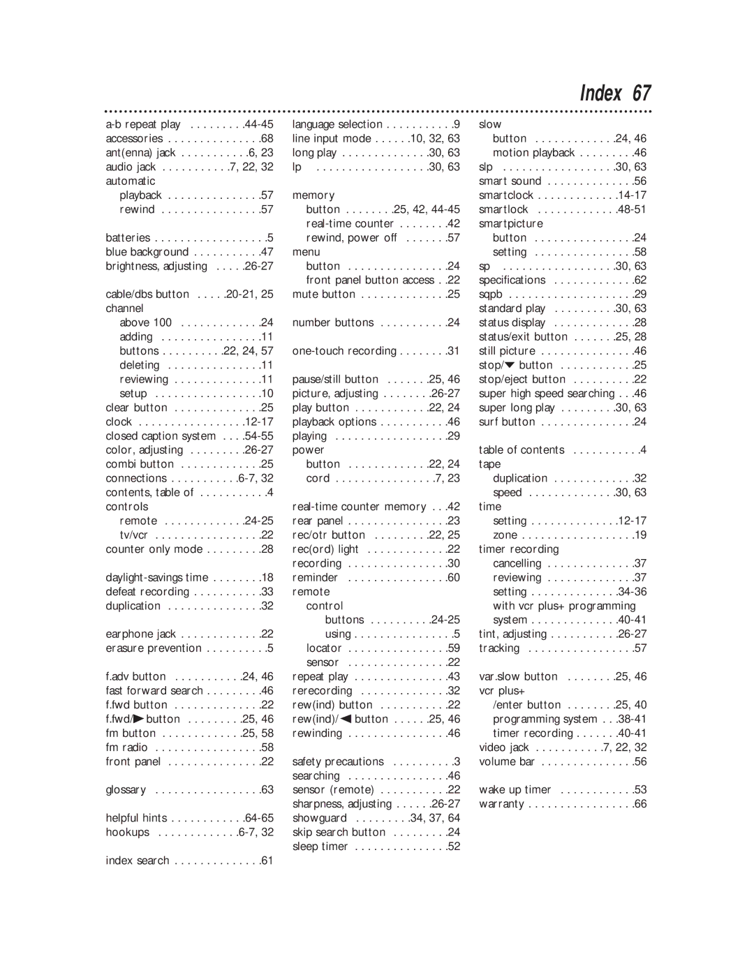 Philips CCB 194AT, CCB 134AT owner manual Index 