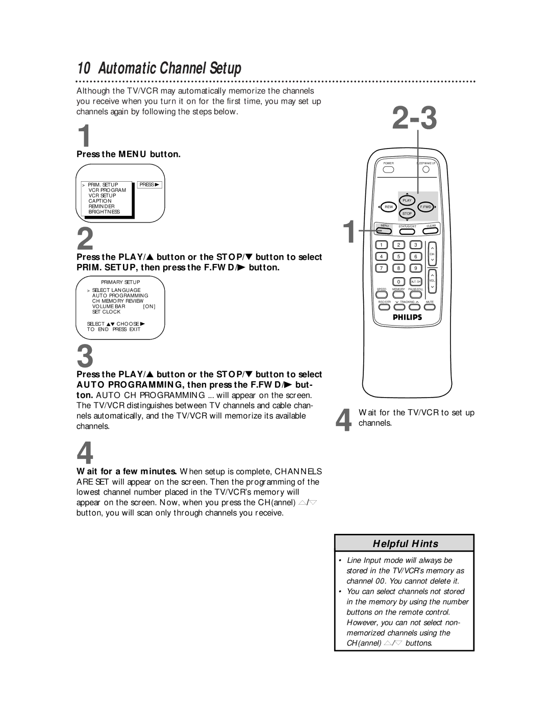 Philips CCB 252AT owner manual Automatic Channel Setup 