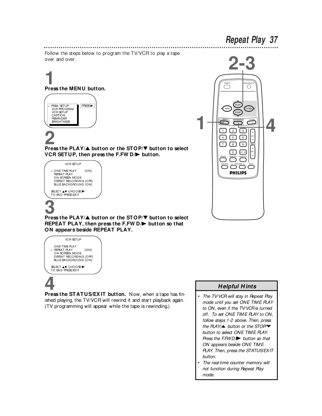 Philips CCB 252AT owner manual Repeat Play 