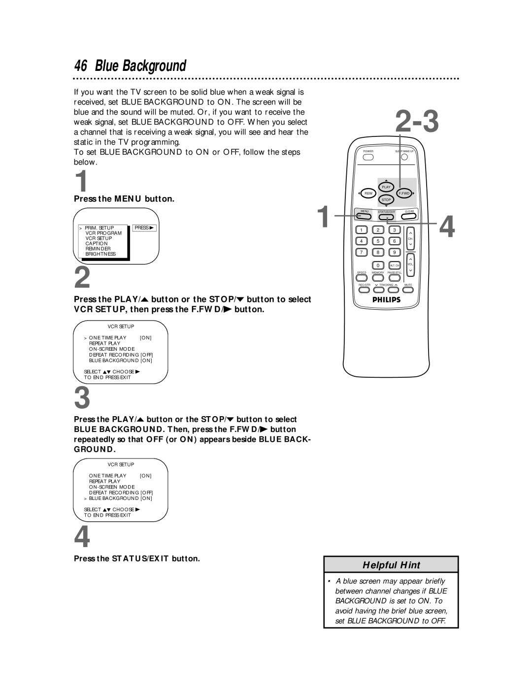 Philips CCB 252AT owner manual Blue Background, Ground 