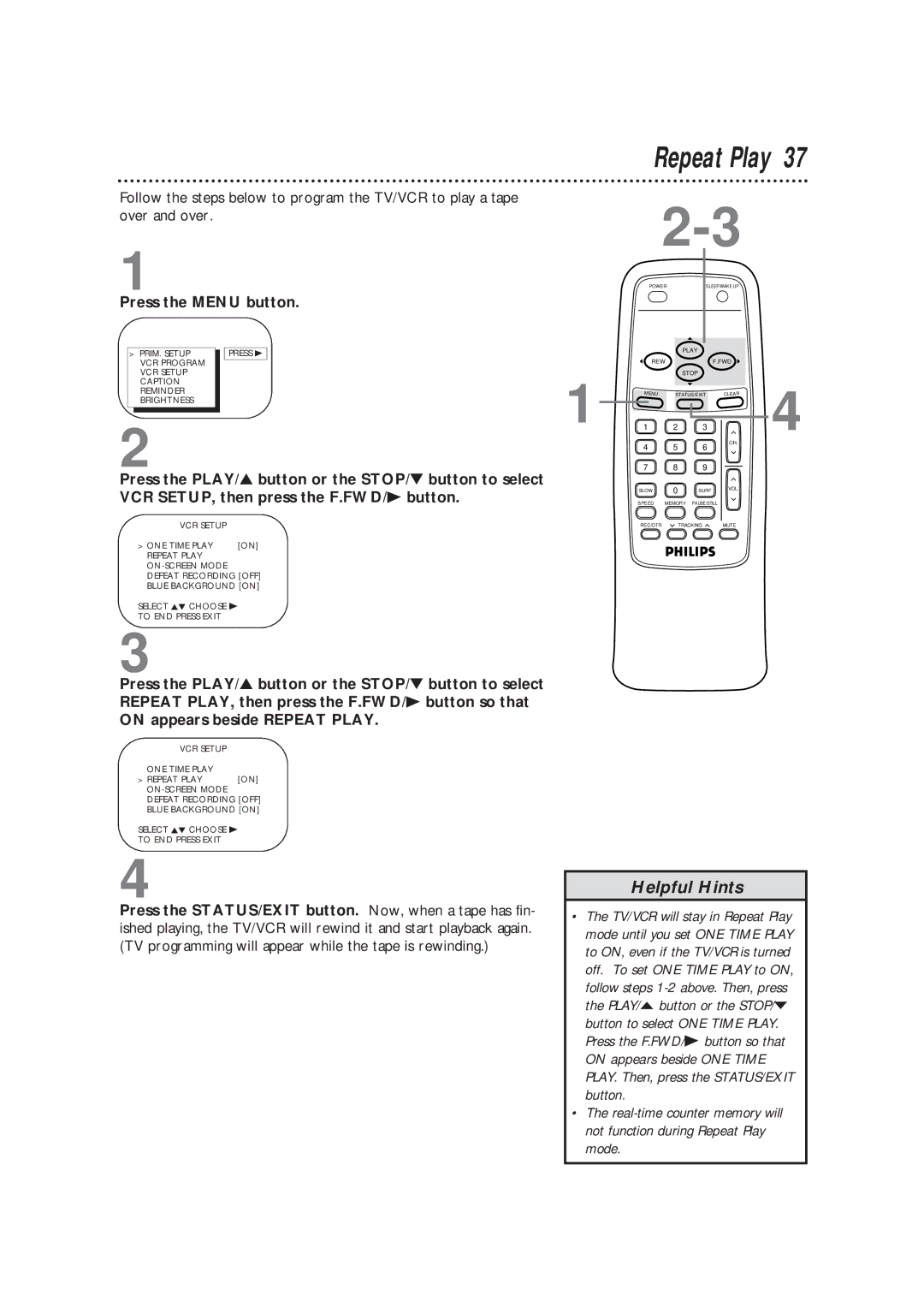 Philips CCB193AT99 owner manual Repeat Play 