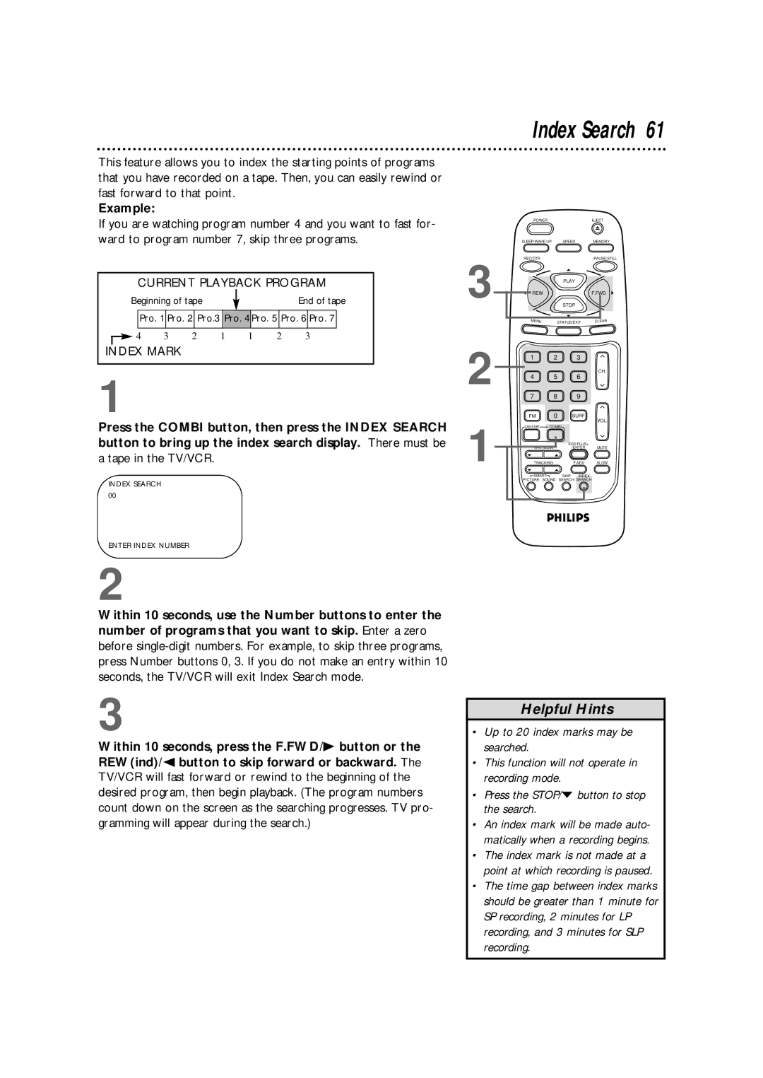 Philips CCB255AT owner manual Index Search 