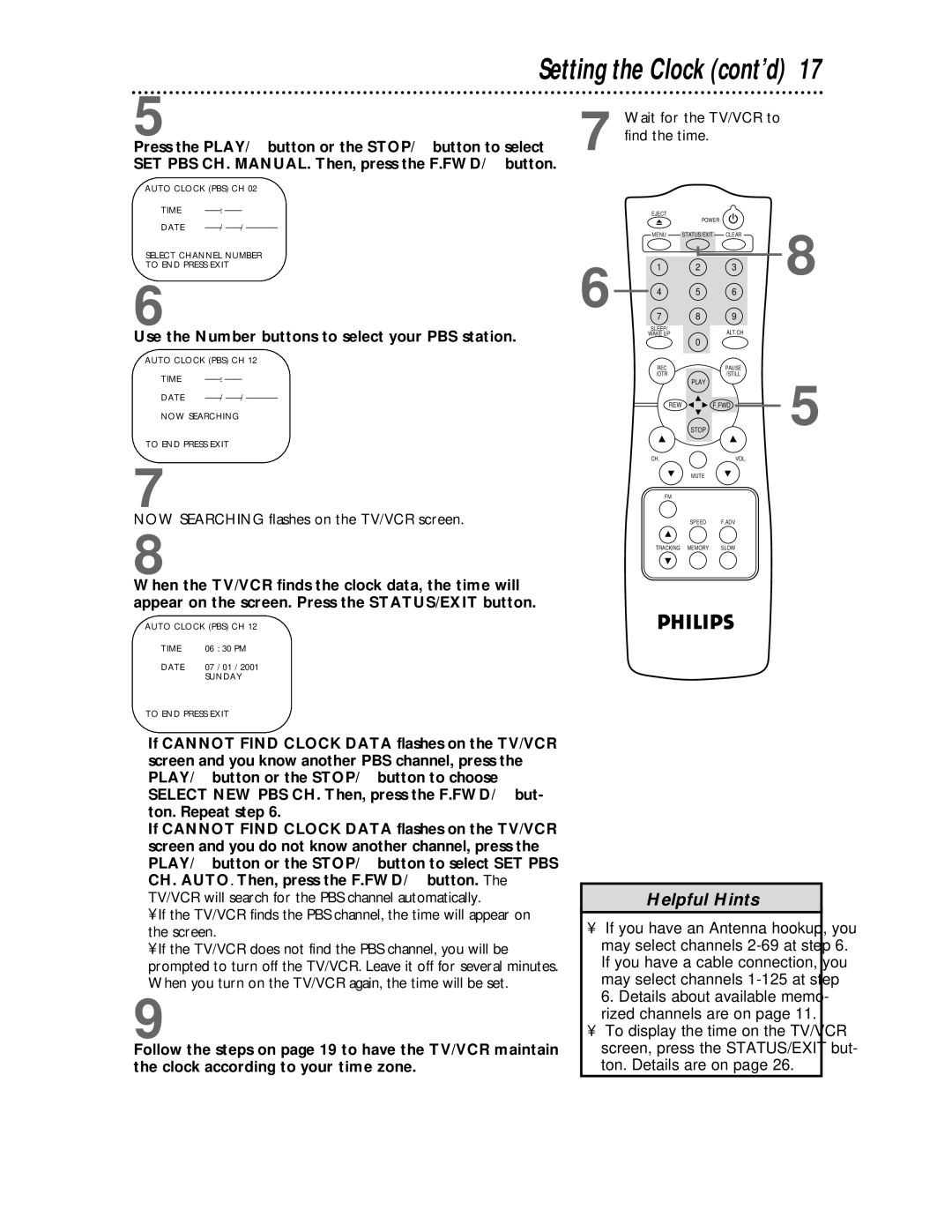 Philips CCC 193AT, CCC 133AT owner manual Use the Number buttons to select your PBS station 