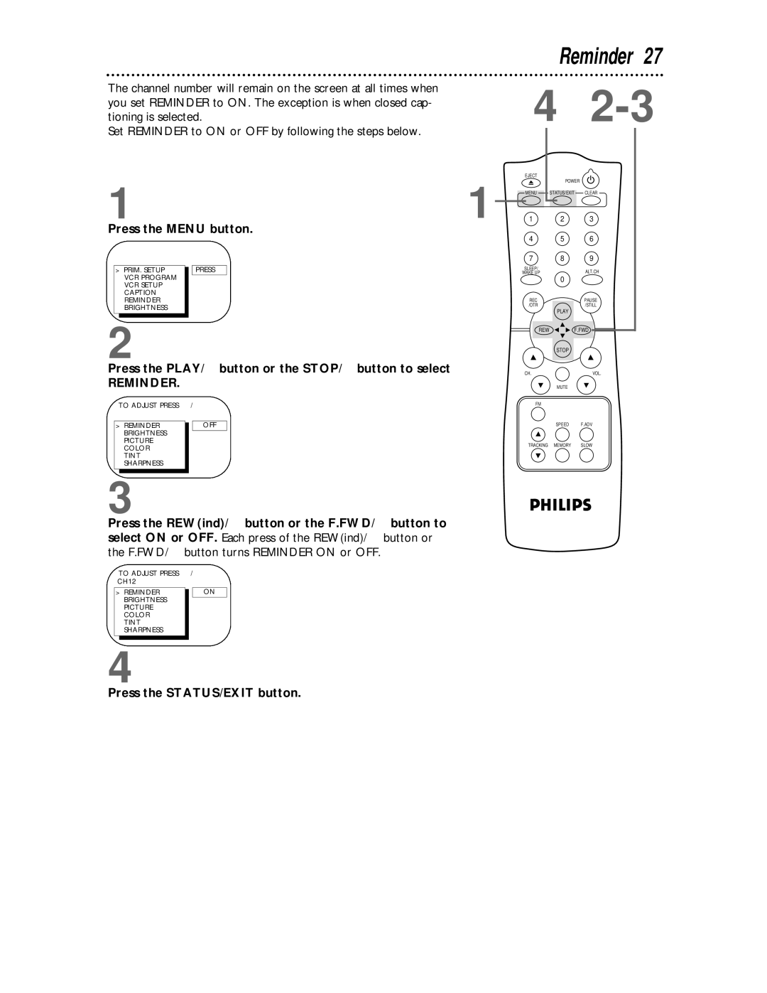 Philips CCC 193AT, CCC 133AT owner manual Reminder 