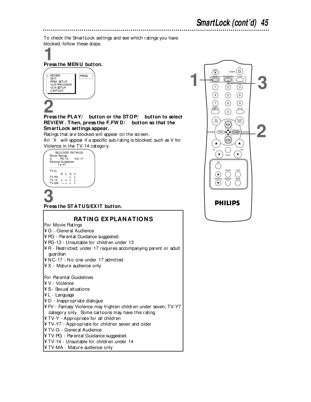 Philips CCC 193AT, CCC 133AT owner manual Rating Explanations 