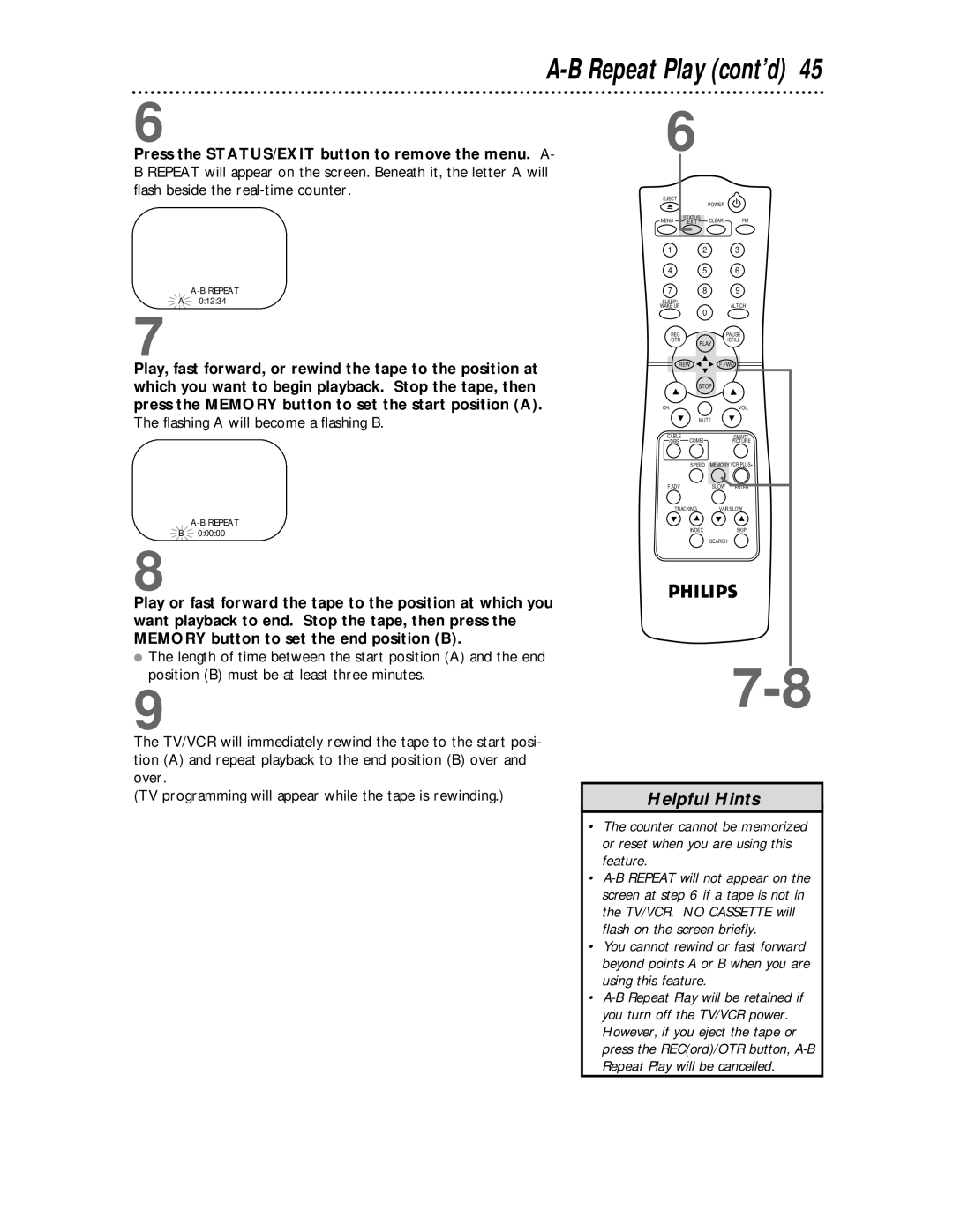 Philips CCC 194AT, CCC 134AT owner manual Repeat Play cont’d 