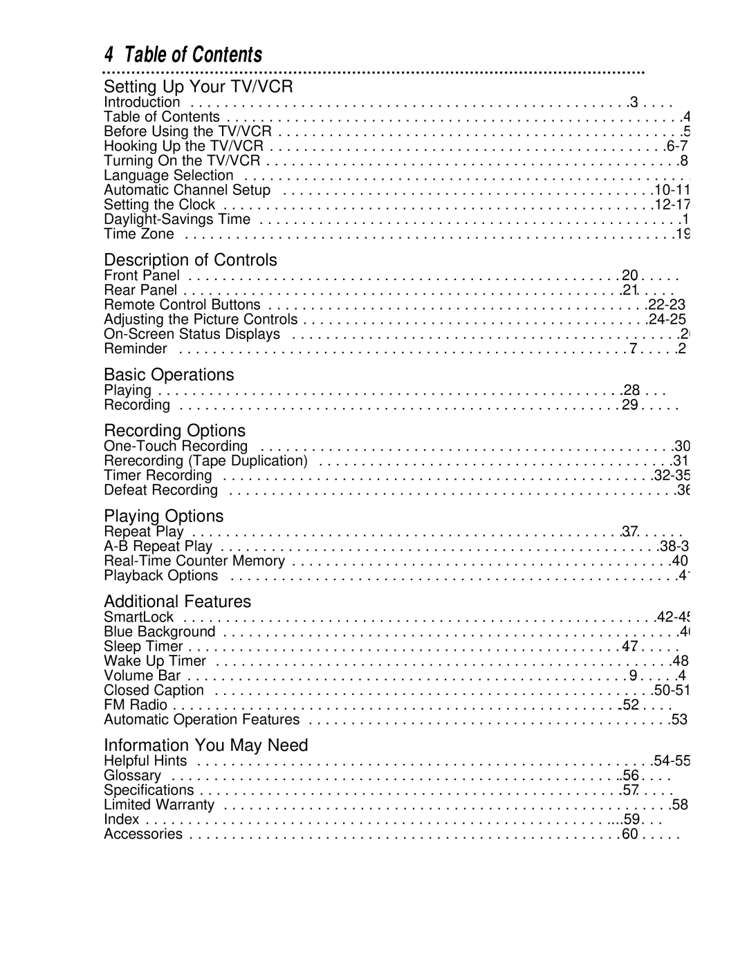 Philips CCC133, CCC193 owner manual Table of Contents 