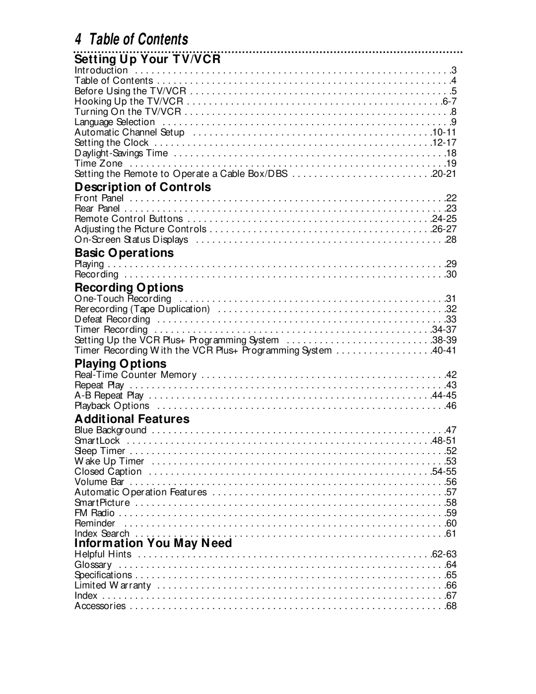 Philips CCC134, CCC194 owner manual Table of Contents 