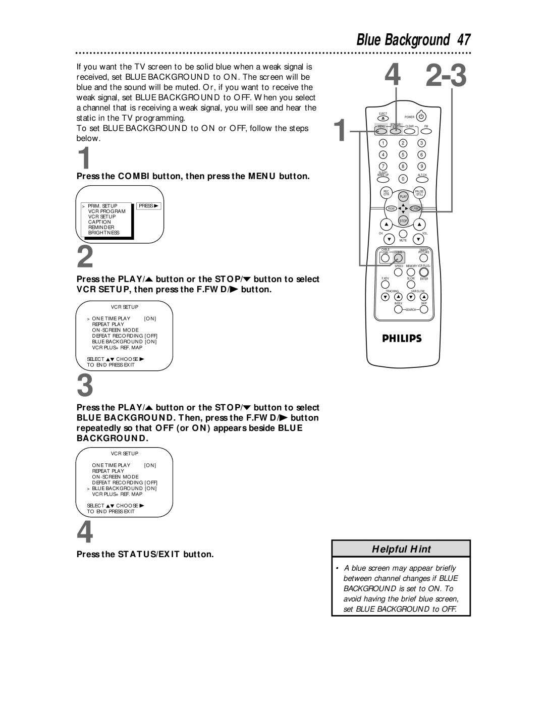 Philips CCC194, CCC134 owner manual Blue Background 