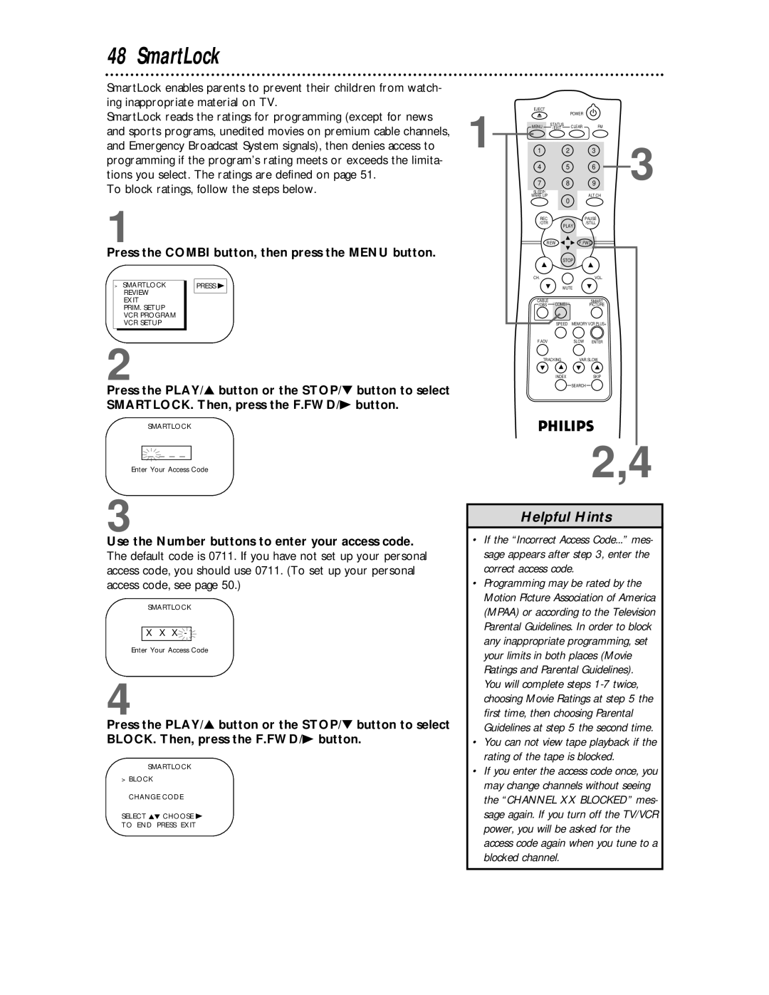 Philips CCC134, CCC194 owner manual SmartLock 