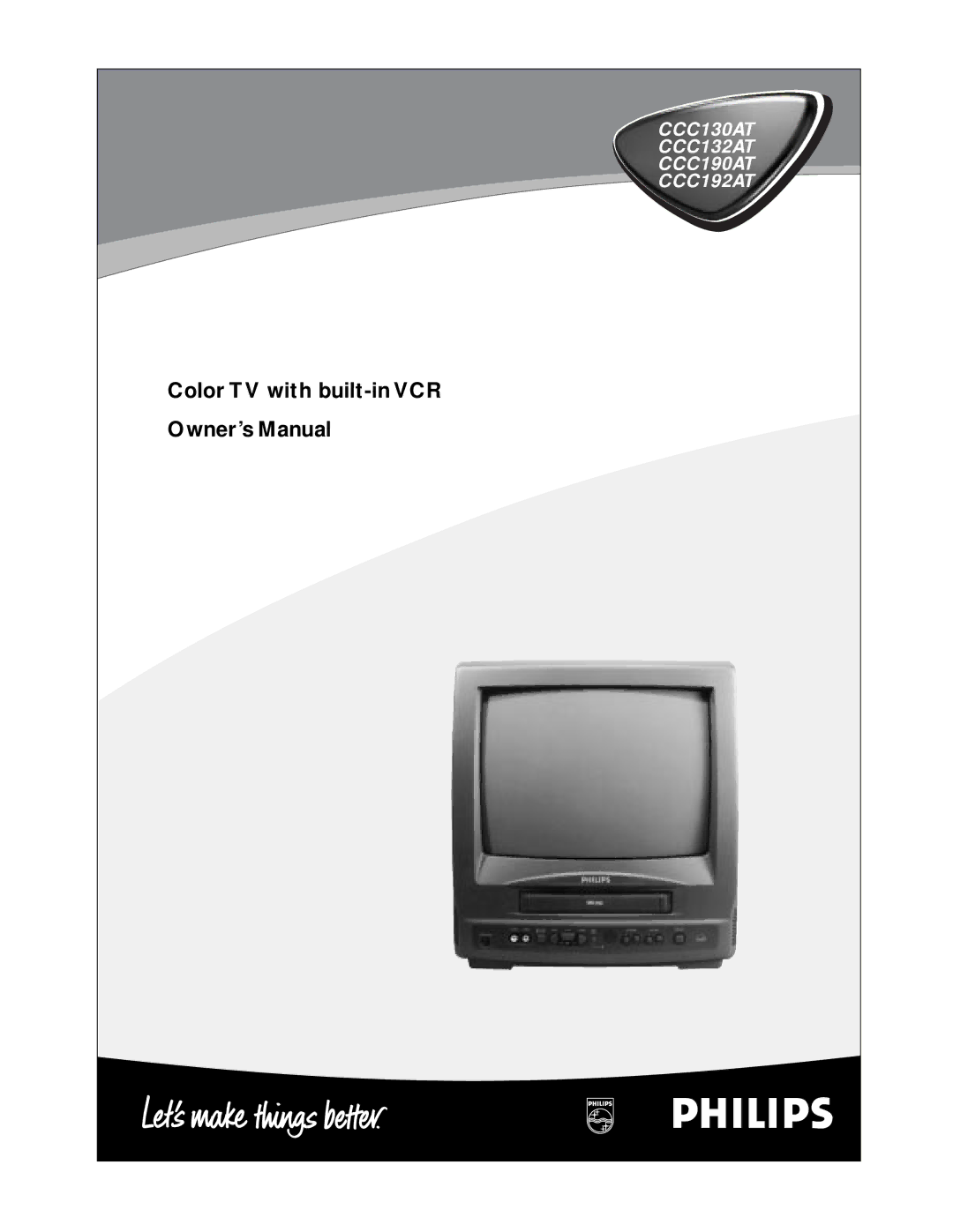 Philips CCC 130AT, CCC192AT, CCC 190AT, CCC 132AT owner manual Color TV with built-in VCR 