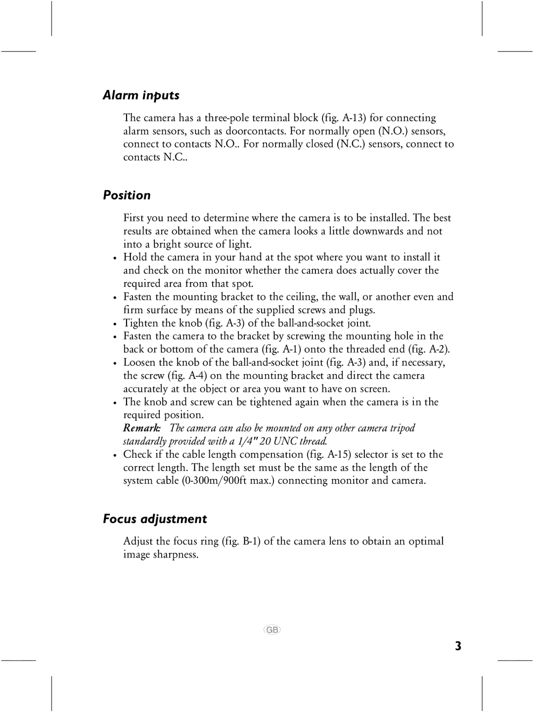 Philips CCD dimensions Alarm inputs, Position, Focus adjustment 