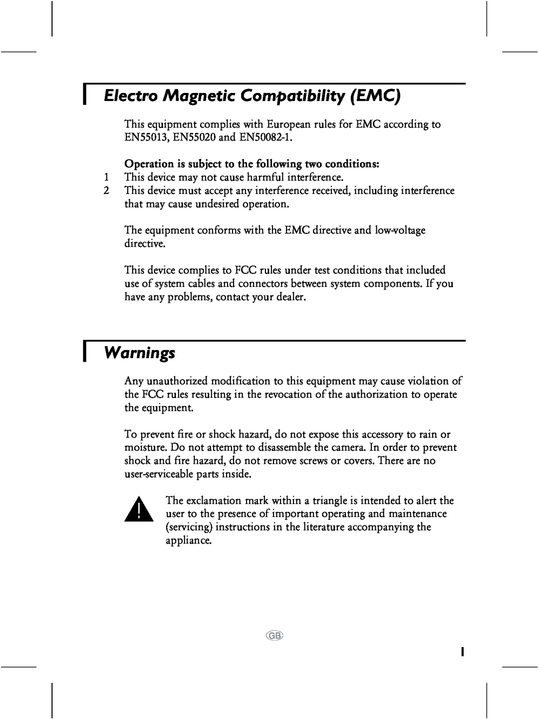Philips CCD dimensions Electro Magnetic Compatibility EMC, Warnings 