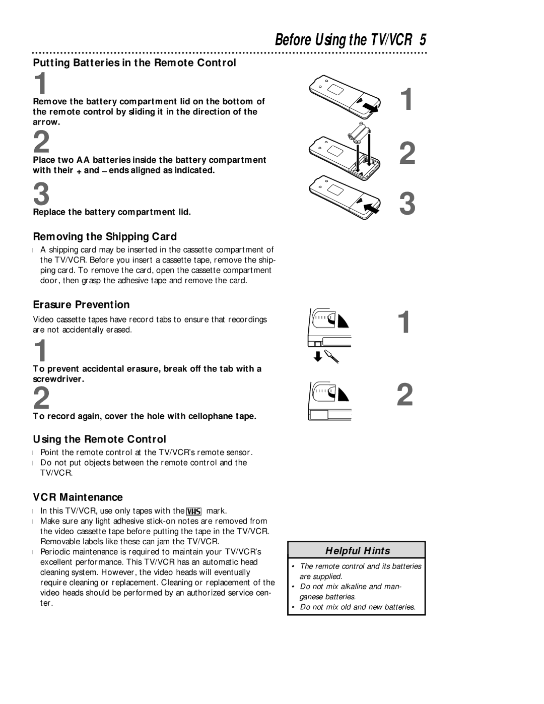 Philips CCW135AT, CCZ132AT owner manual Before Using the TV/VCR 