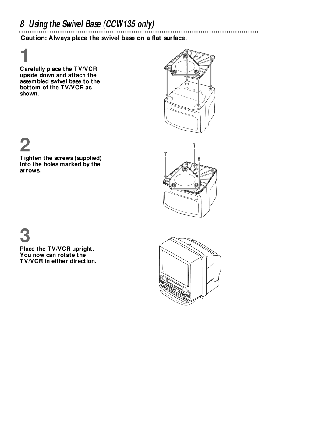 Philips CCZ132AT, CCW135AT owner manual Using the Swivel Base CCW135 only 