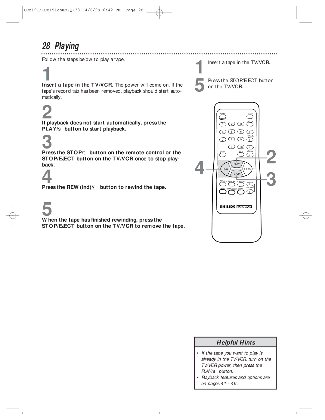 Philips CCZ191AT, CCZ192AT owner manual Playing 