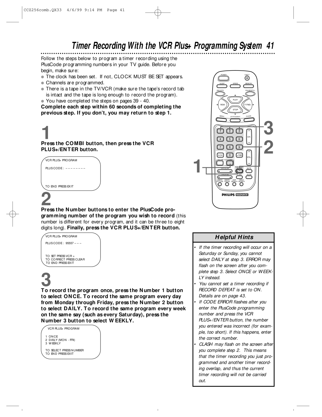 Philips CCZ256AT owner manual You have completed the steps on pages 39, Out 