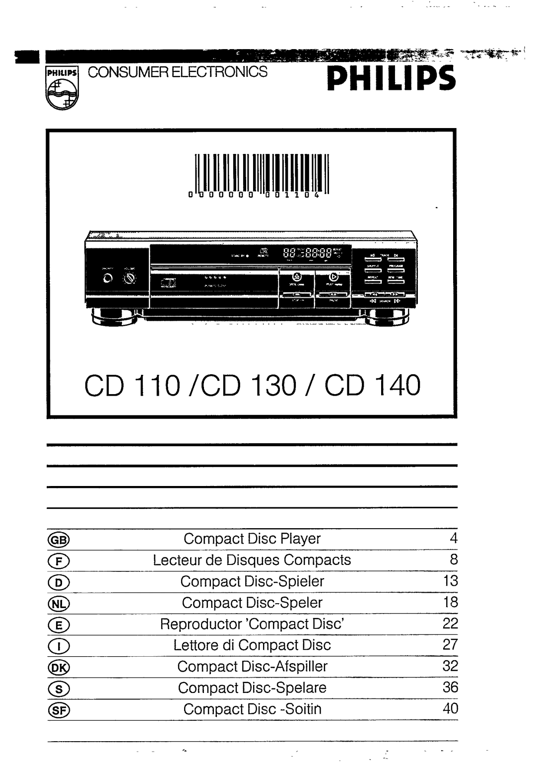 Philips CD 110 manual 
