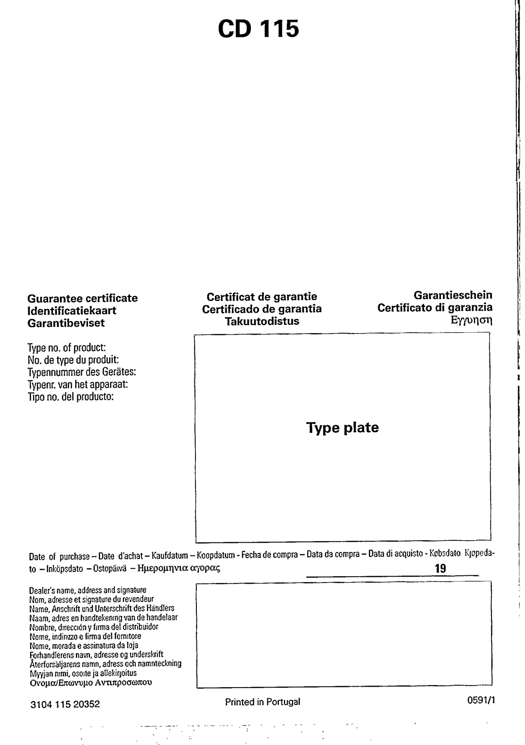 Philips CD 115 manual 