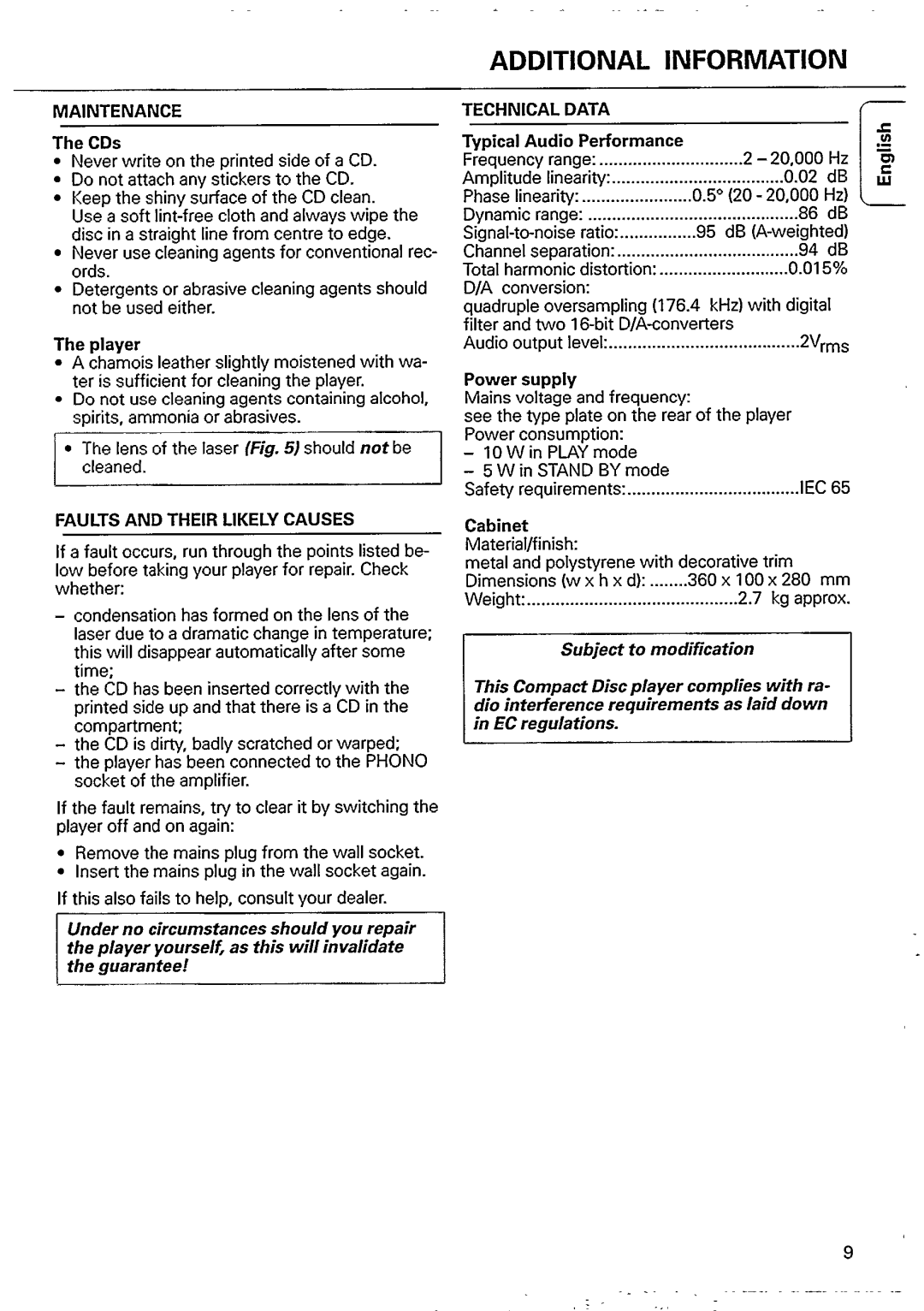 Philips CD 115 manual 