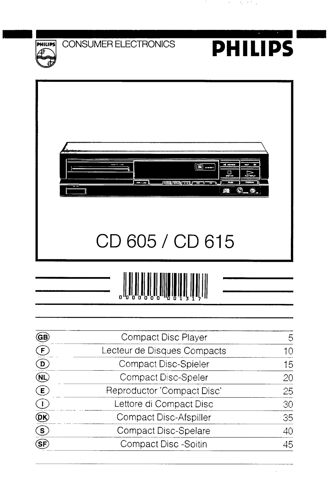 Philips CD 615, CD 605 manual 