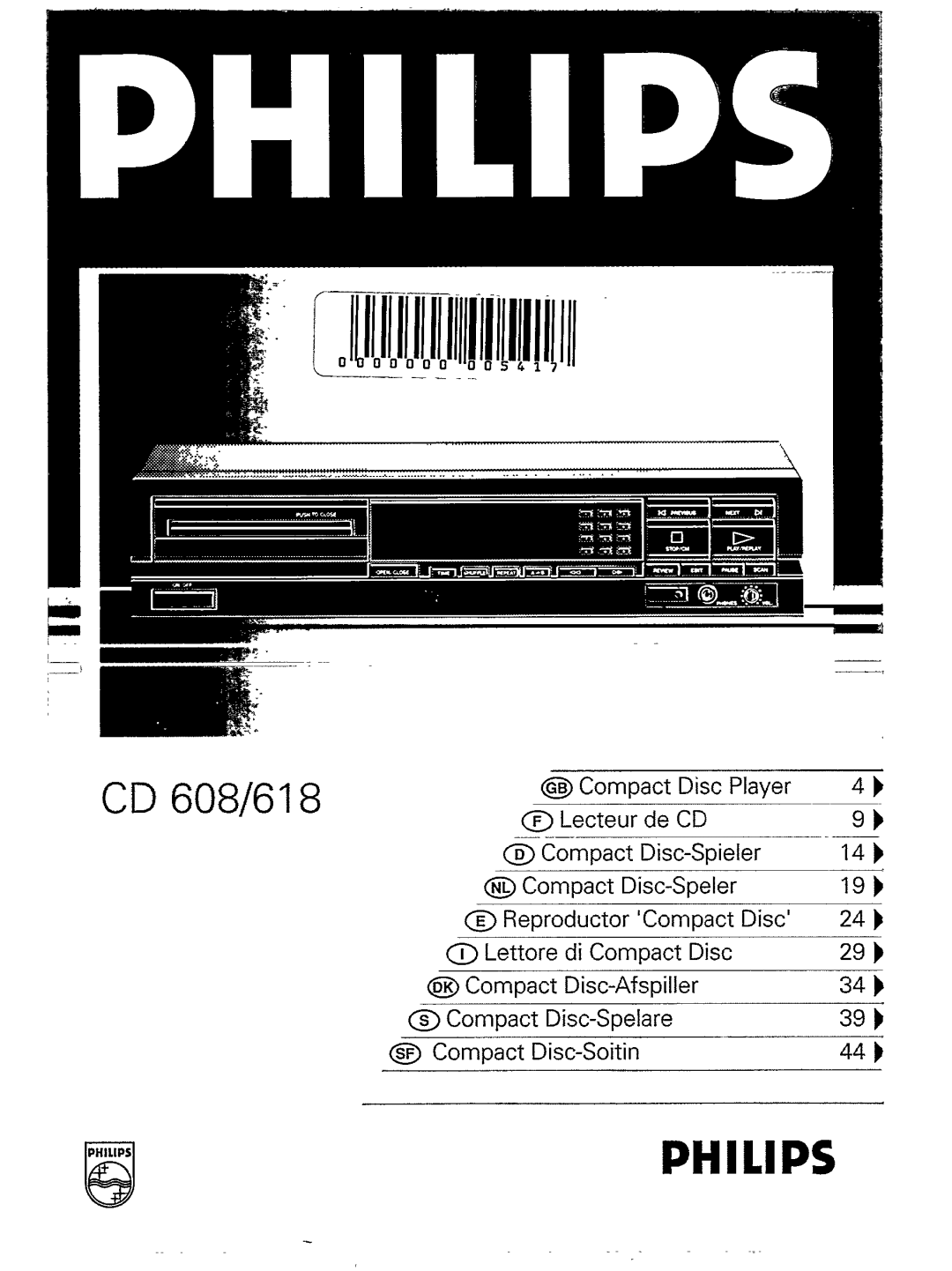 Philips CD 618, CD 608 manual 