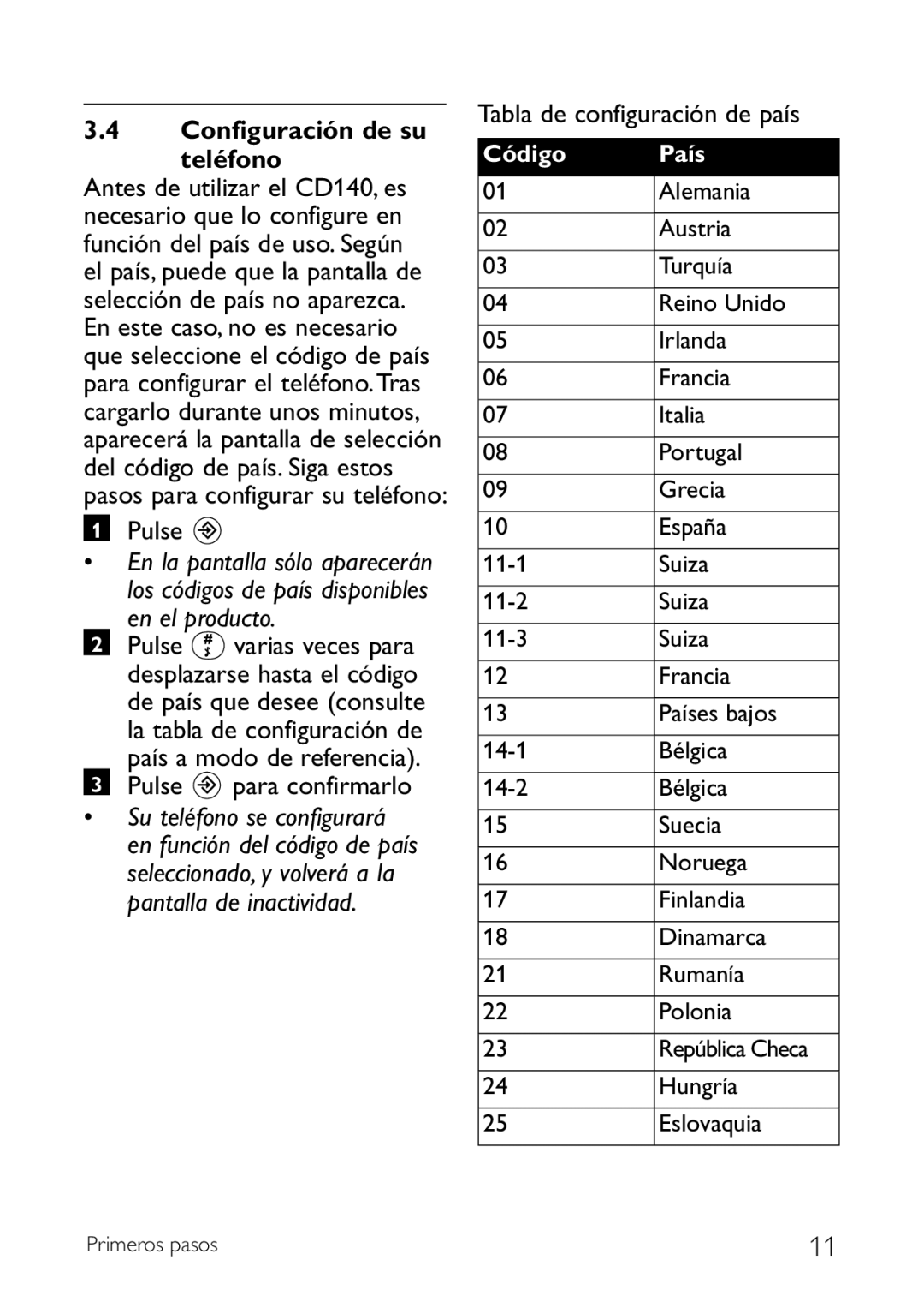 Philips CD140 manual Configuración de su Teléfono 