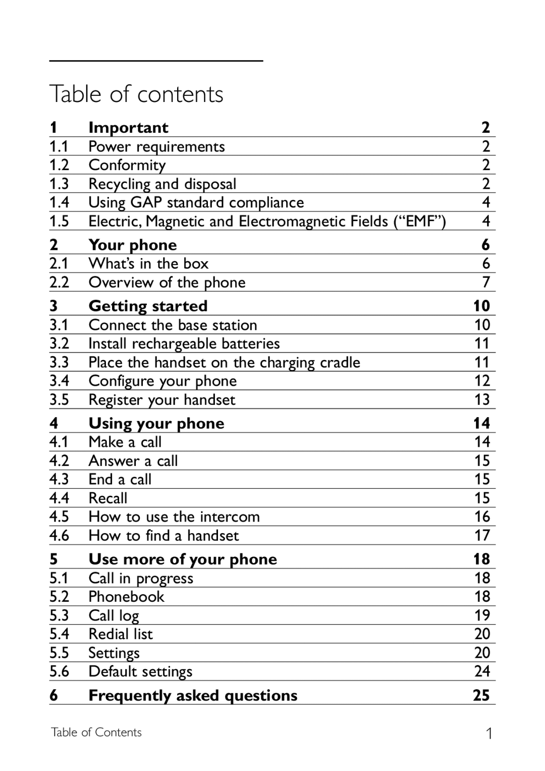 Philips CD140 manual Table of contents 