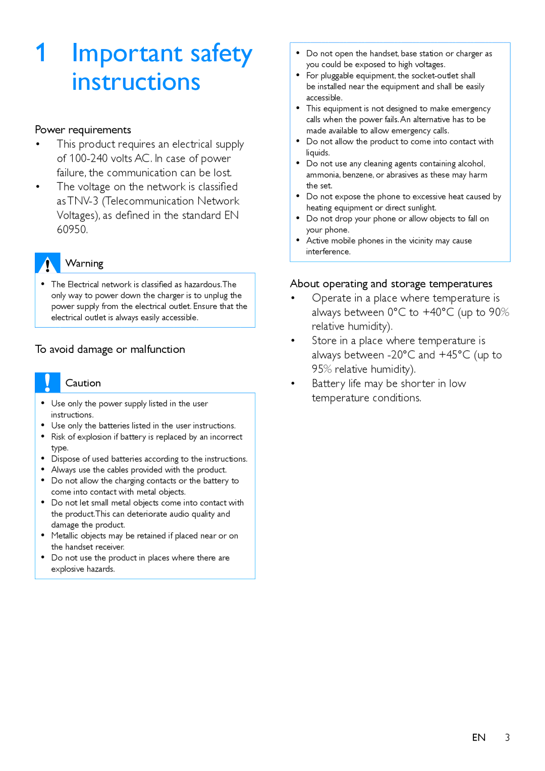 Philips CD190, CD195 user manual Important safety instructions 