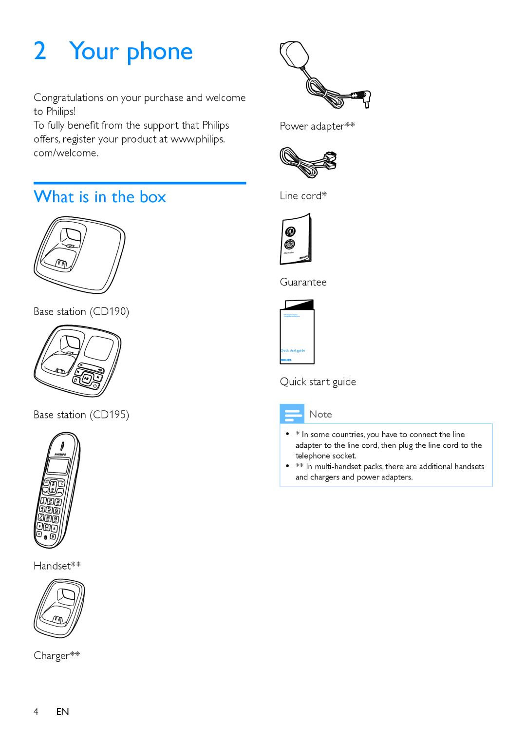 Philips CD195, CD190 user manual Your phone, What is in the box 