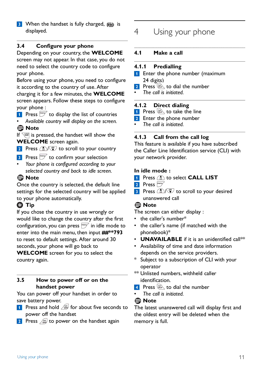 Philips CD440 manual Using your phone 