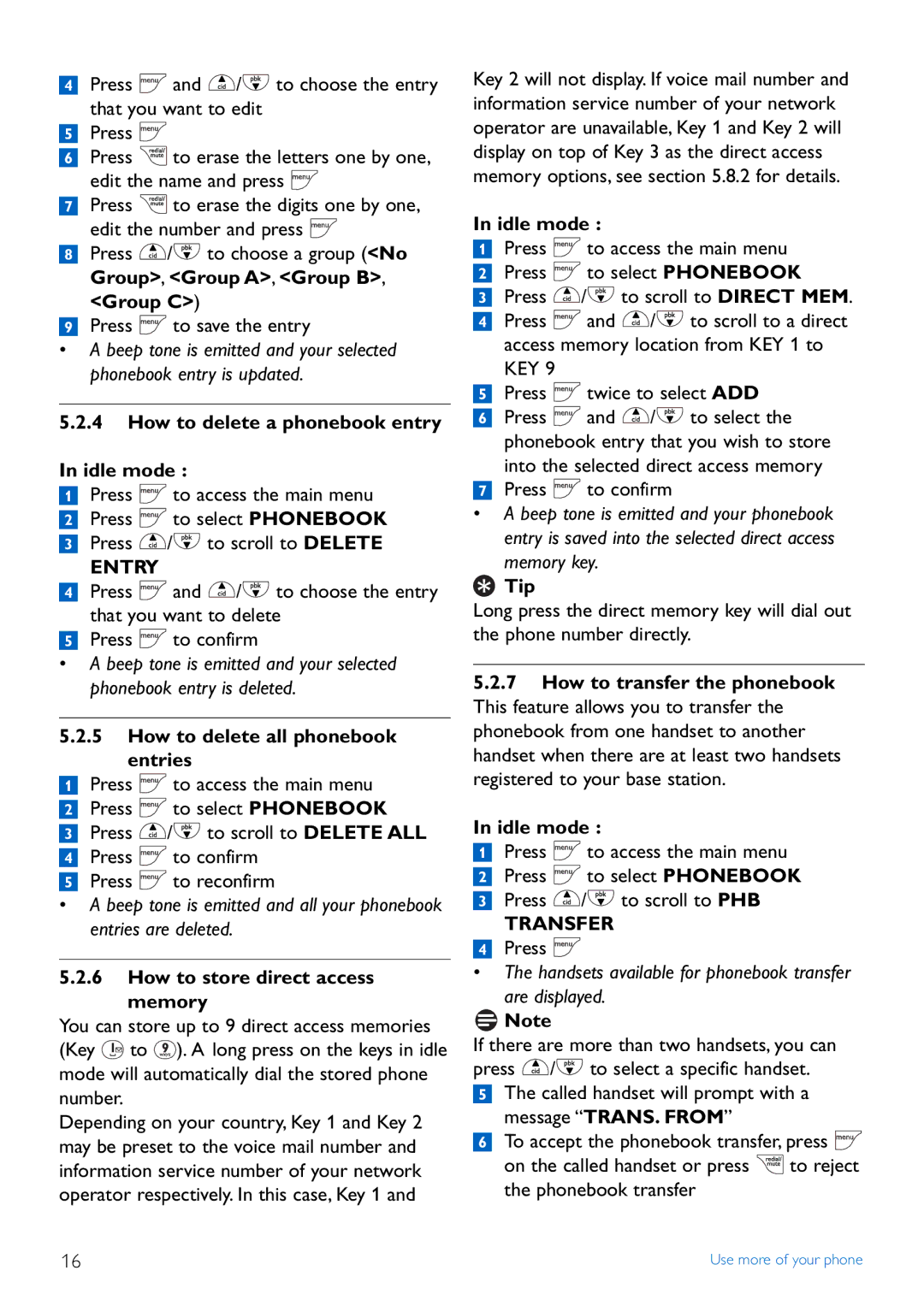 Philips CD440 manual Entry, Transfer 