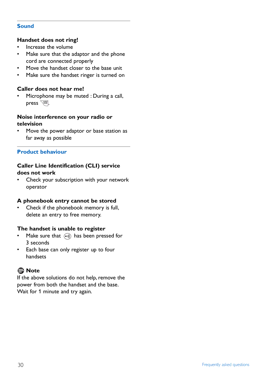 Philips CD440 manual Handset does not ring, Caller does not hear me, Noise interference on your radio or television 